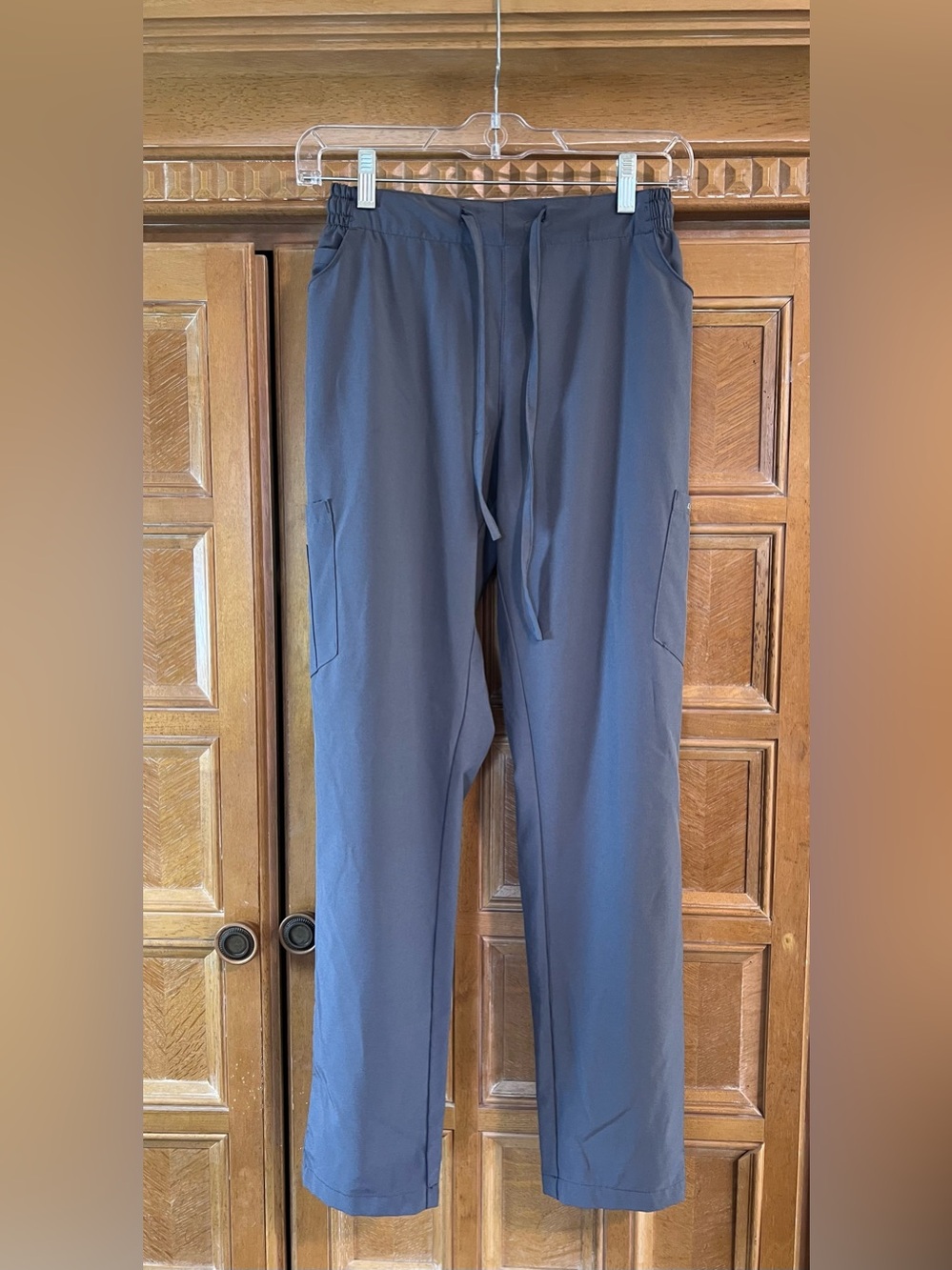Dagacci scrub Casual Drawstring Cargo Pants gray 5 pocket unisex XS